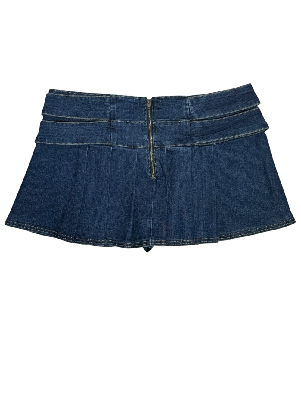 BDG Low-Waist Denim Micro Mini Skort Skirt Blue Jean Buckle Detail Size L - Picture 5 of 8